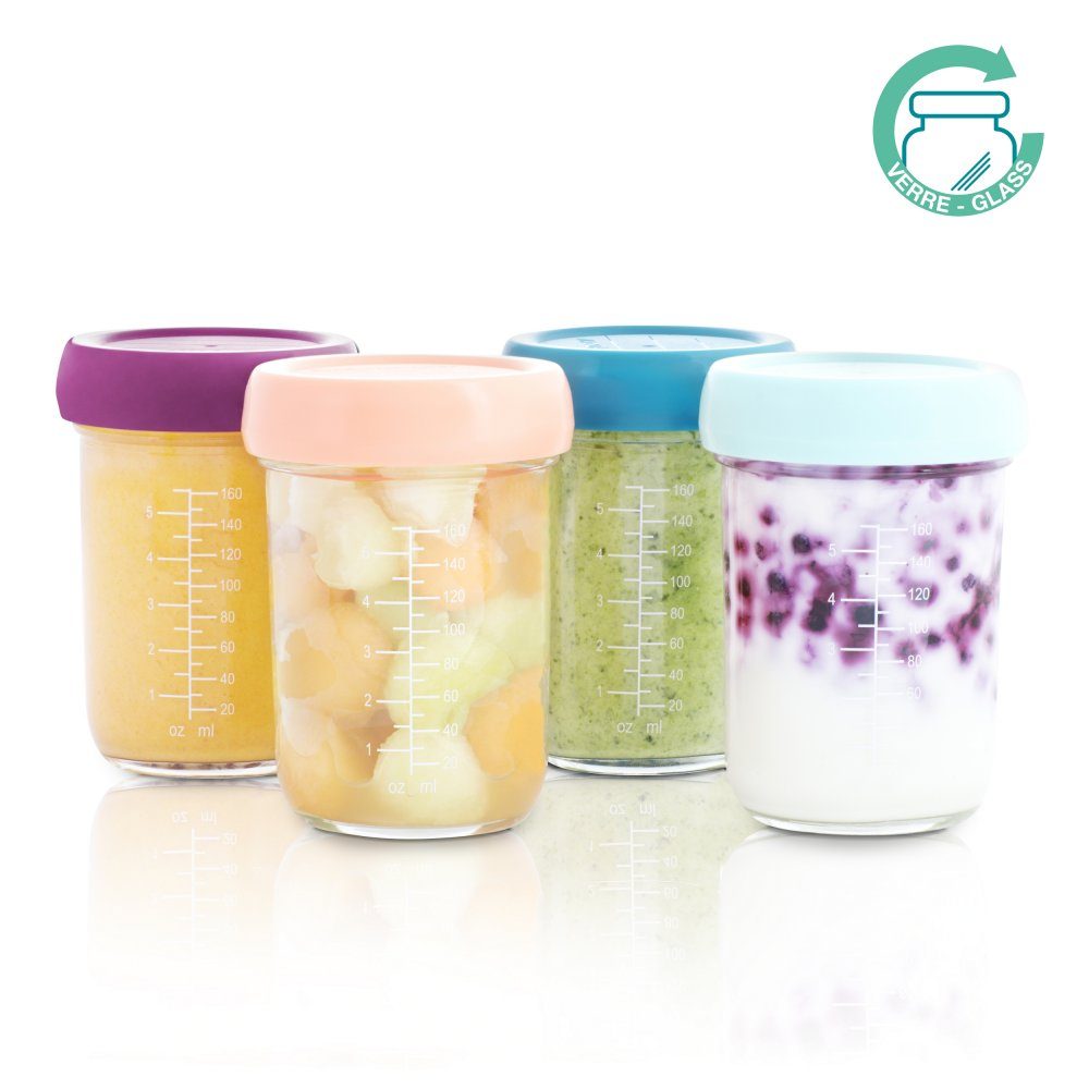Babymoov skleněné misky s víčky SingleSET (4x 220ml)