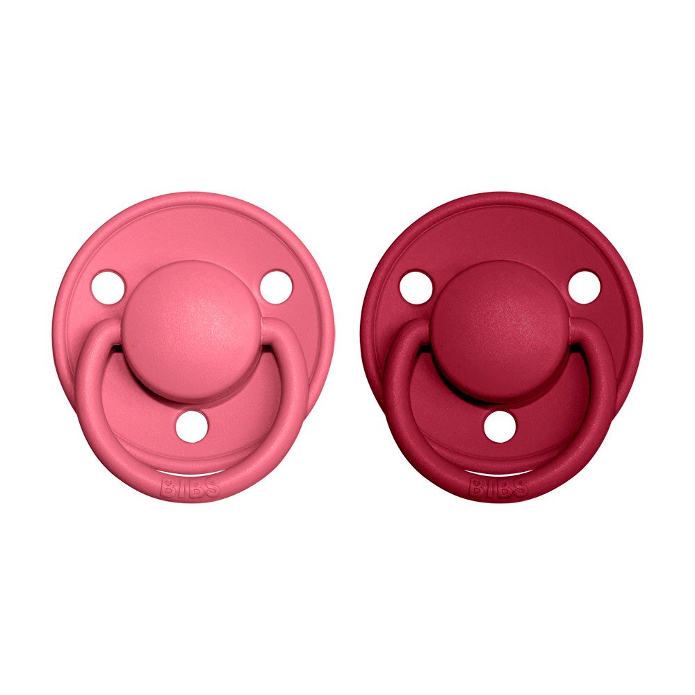BIBS De Lux dudlíky z přírodního kaučuku 2ks vel.2 - Coral / Ruby