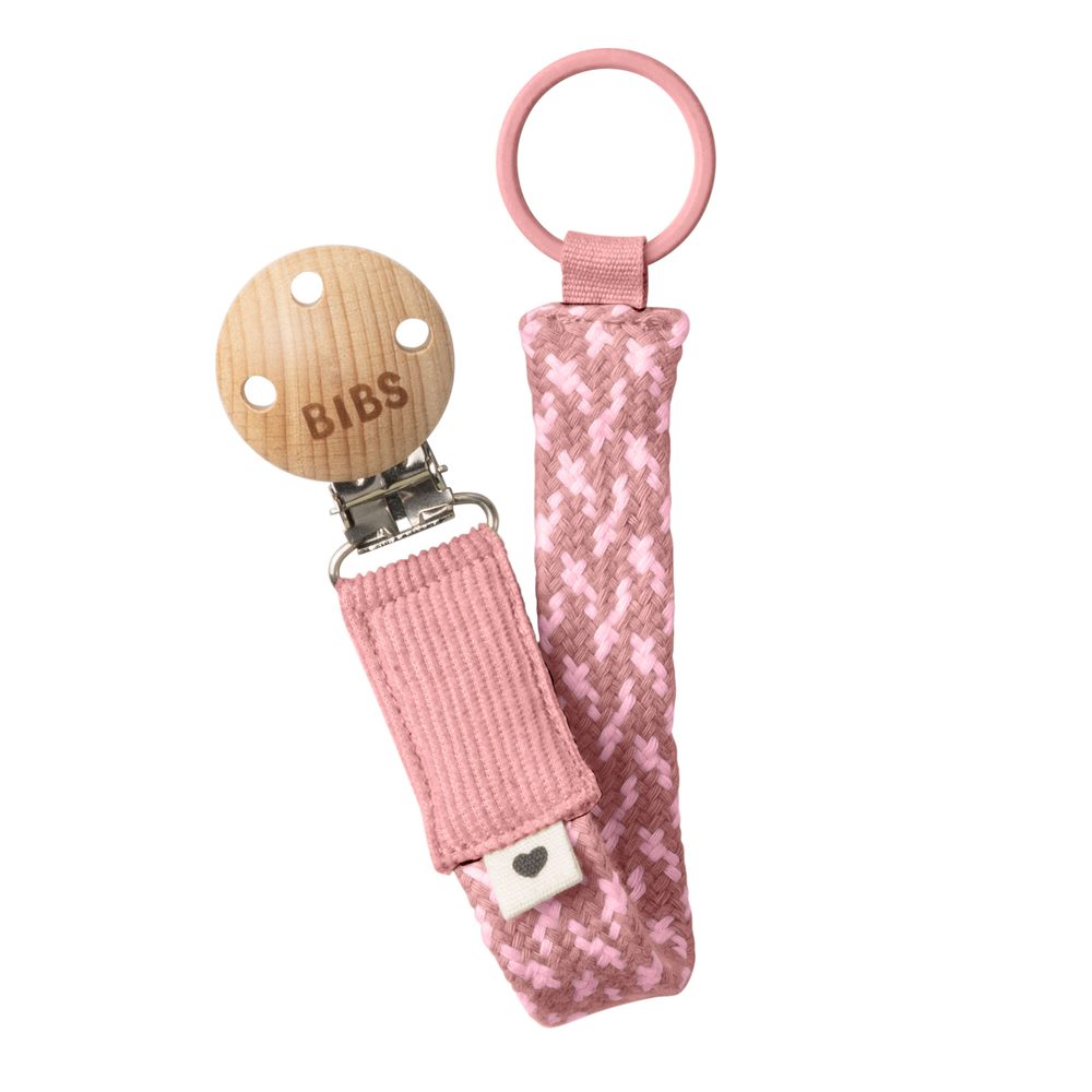 BIBS Paci Braid klip na dudlík - Dusty Pink / Baby Pink