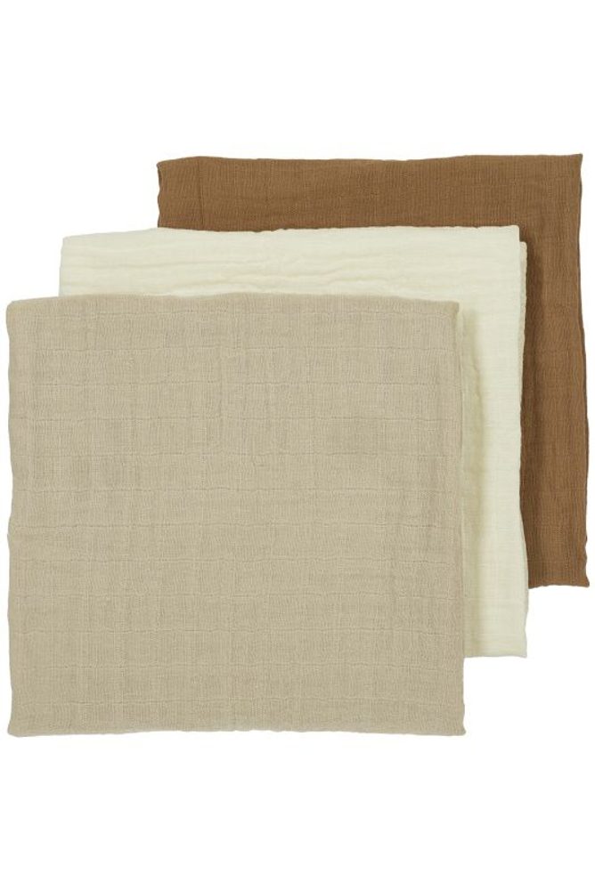 Meyco Mušelínové pleny 3-balení - Offwhite/sand/toffee