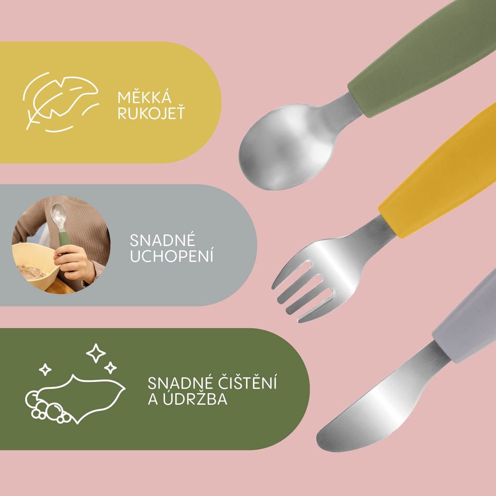 ZOPA Silikonový dětský příbor - Dove Grey (obrázek 10)