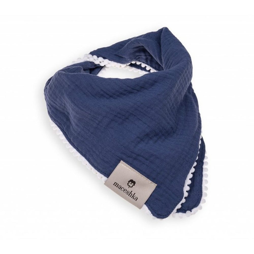 Maceshka Slintáček Nature dvojitý s ozdobným okrajem - Indigo, pompony