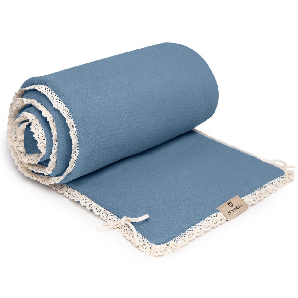 Maceshka Mušelínový mantinel Nature s ozdobným okrajem, krajka - Blue Jean