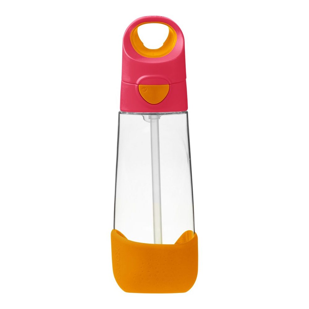b.box Lahev na pití s brčkem 600ml - růžová/oranžová