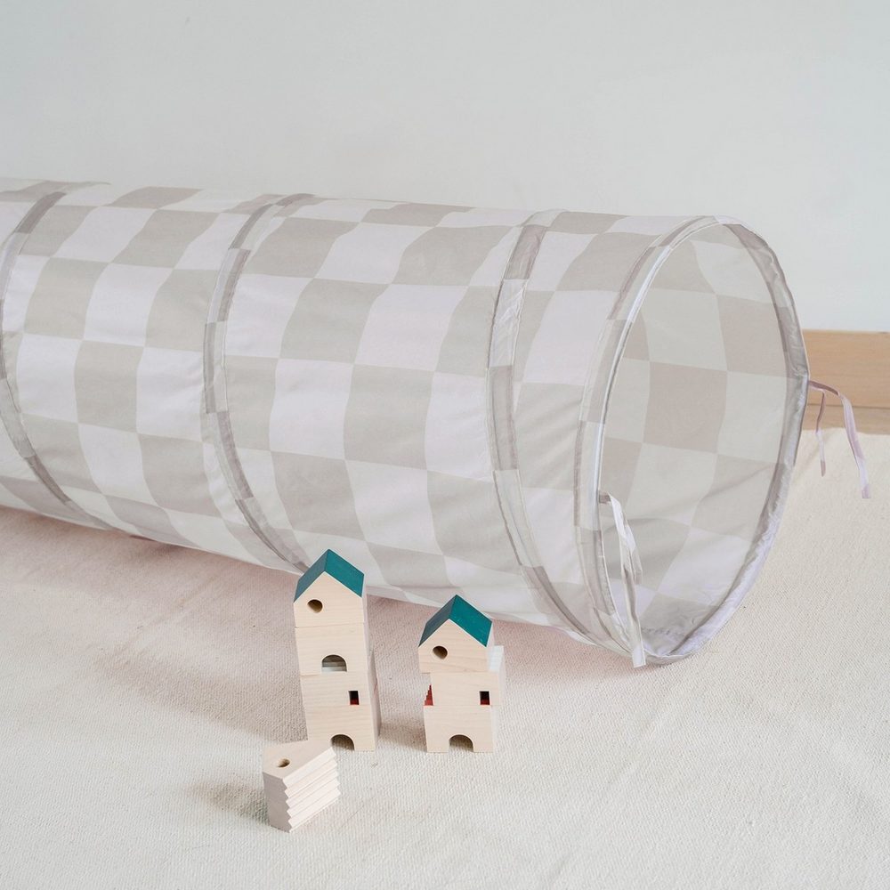 3 SPROUTS Dětský Tunel Recycled Checkerboard Beige (obrázek 6)