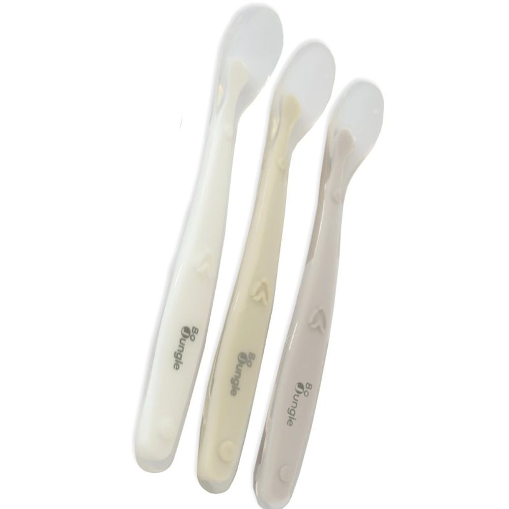Bo Jungle Měkké jídelní lžičky SOFT White/Grey/Blue (3ks) - Měkké jídelní lžičky SOFT White/Dune/Terracotta