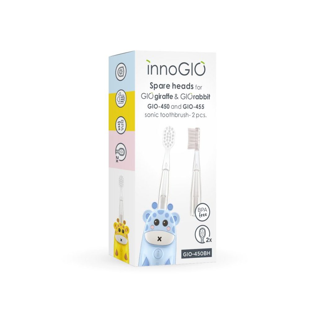innoGIO Náhradní hlavice k sonickému kartáčku GIOGiraffe 2ks - Náhradní hlavice k sonickému kartáčku Transparent 2ks