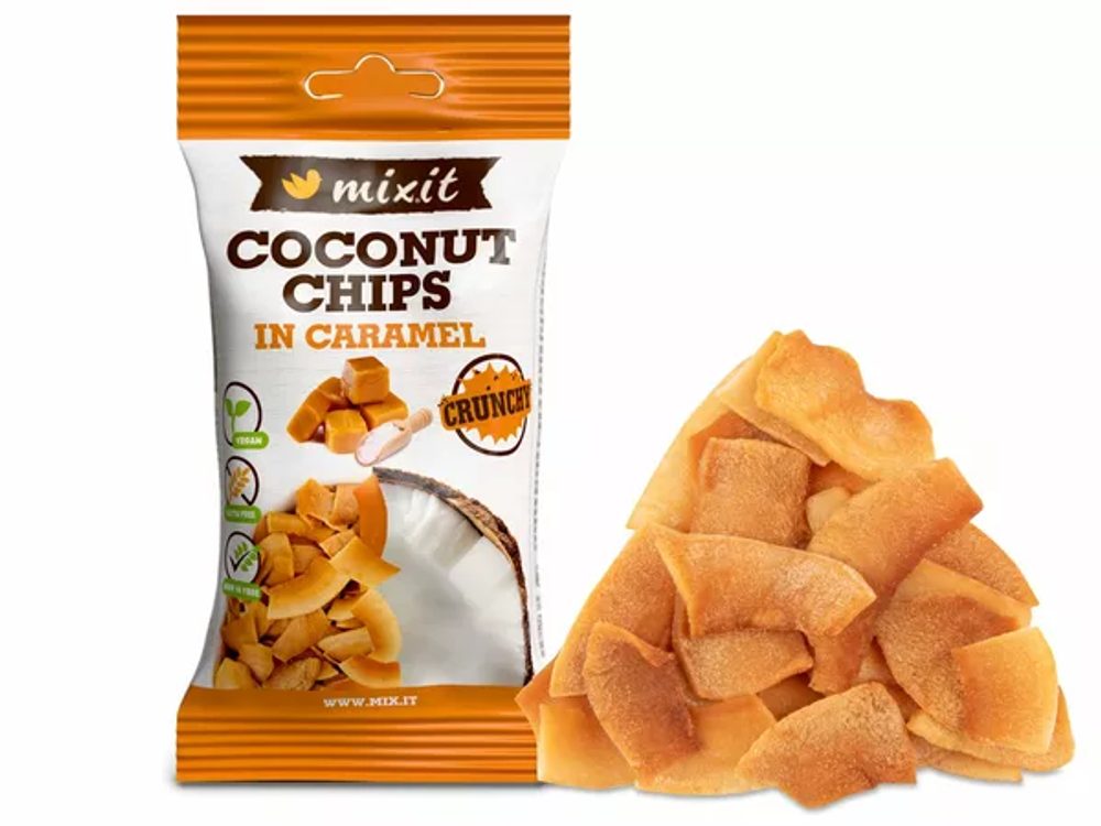 Mixit kokosové chipsy do kapsy – Karamel (1 ks)