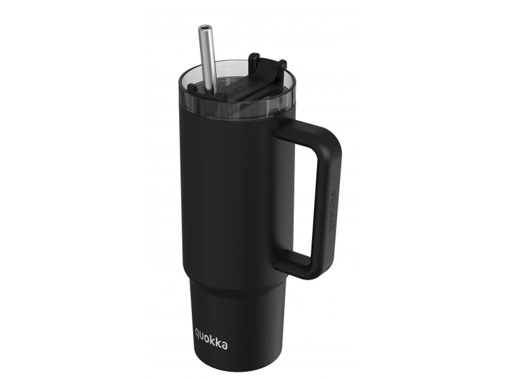 Quokka Nerezový termohrnek s brčkem Vibe Black 880 ml
