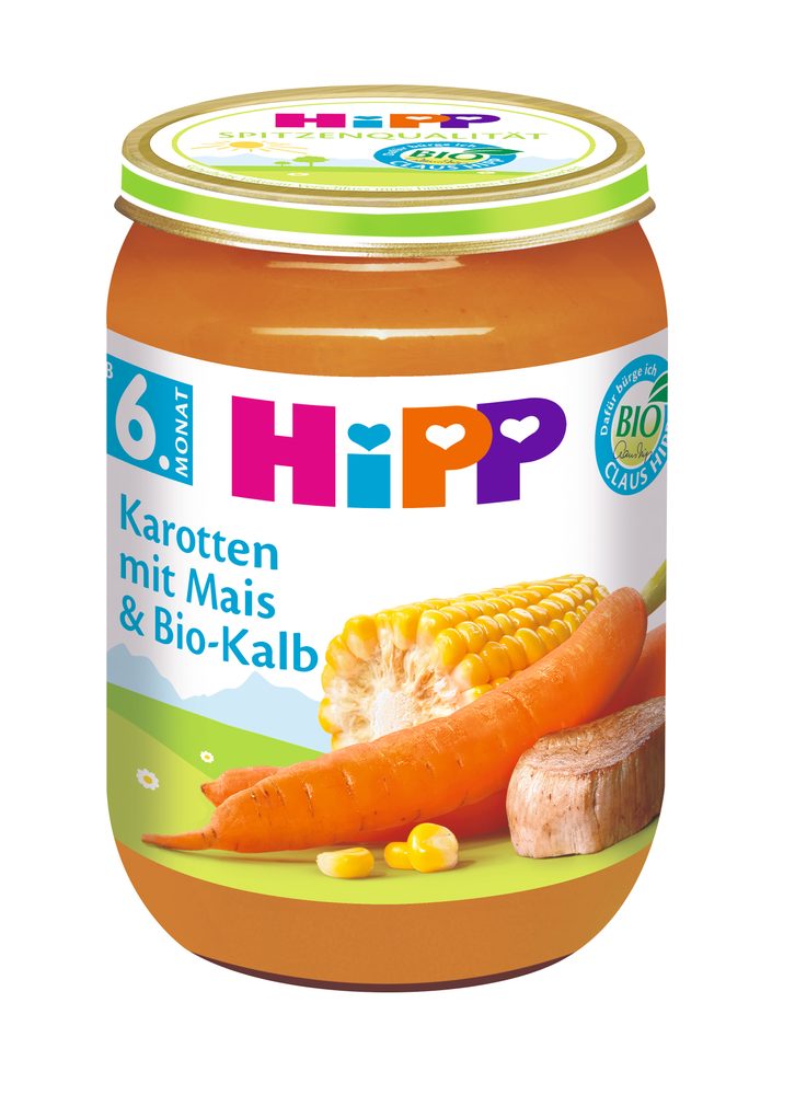 HiPP BIO Mrkev s kukuřicí a BIO telecím masem