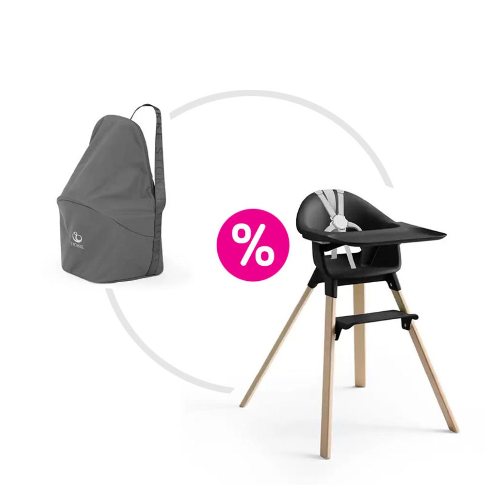 Levně STOKKE® Clikk™ Jídelní židlička + přepravní taška ZDARMA - Natural Black