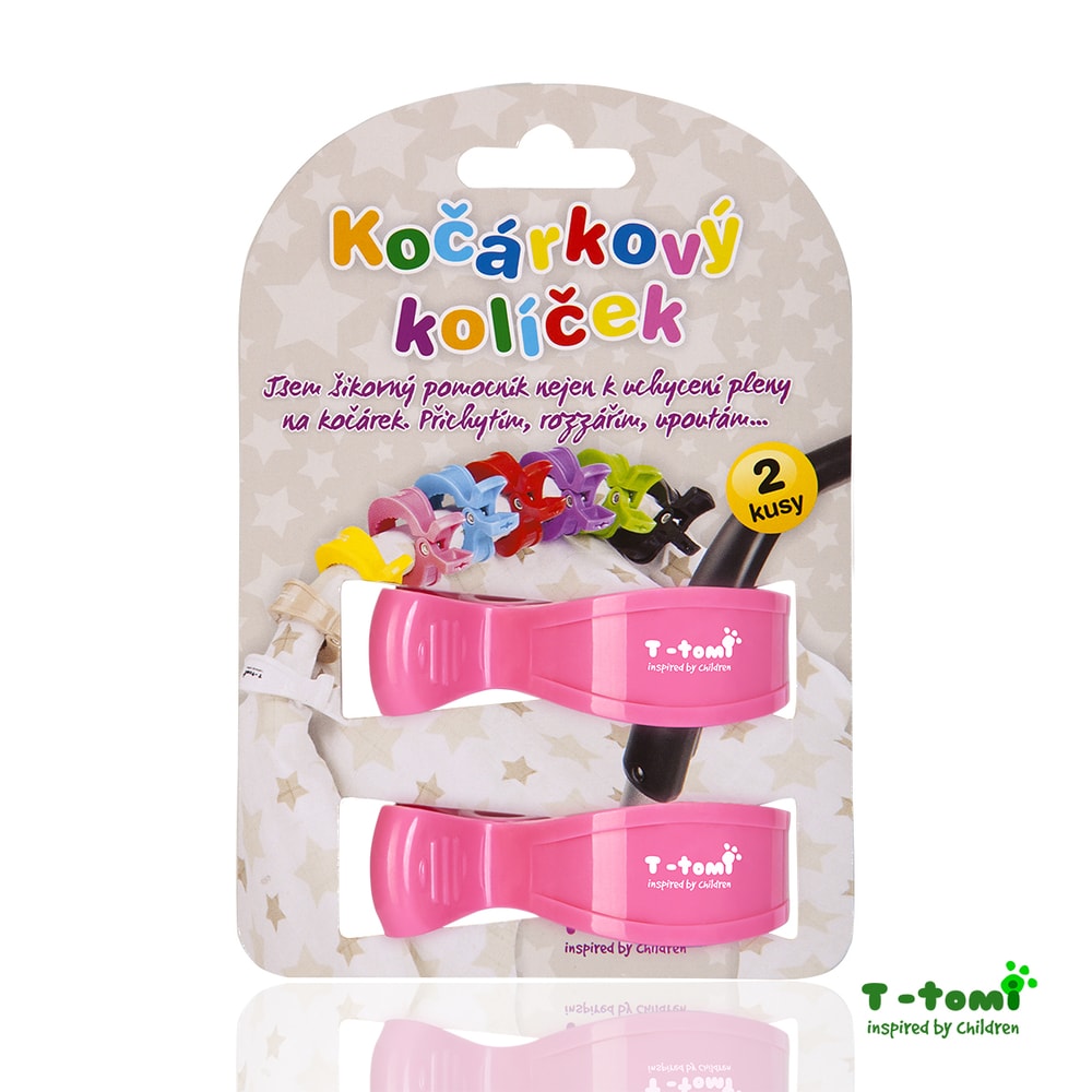 T-Tomi Kočárkový kolíček 2ks - růžový