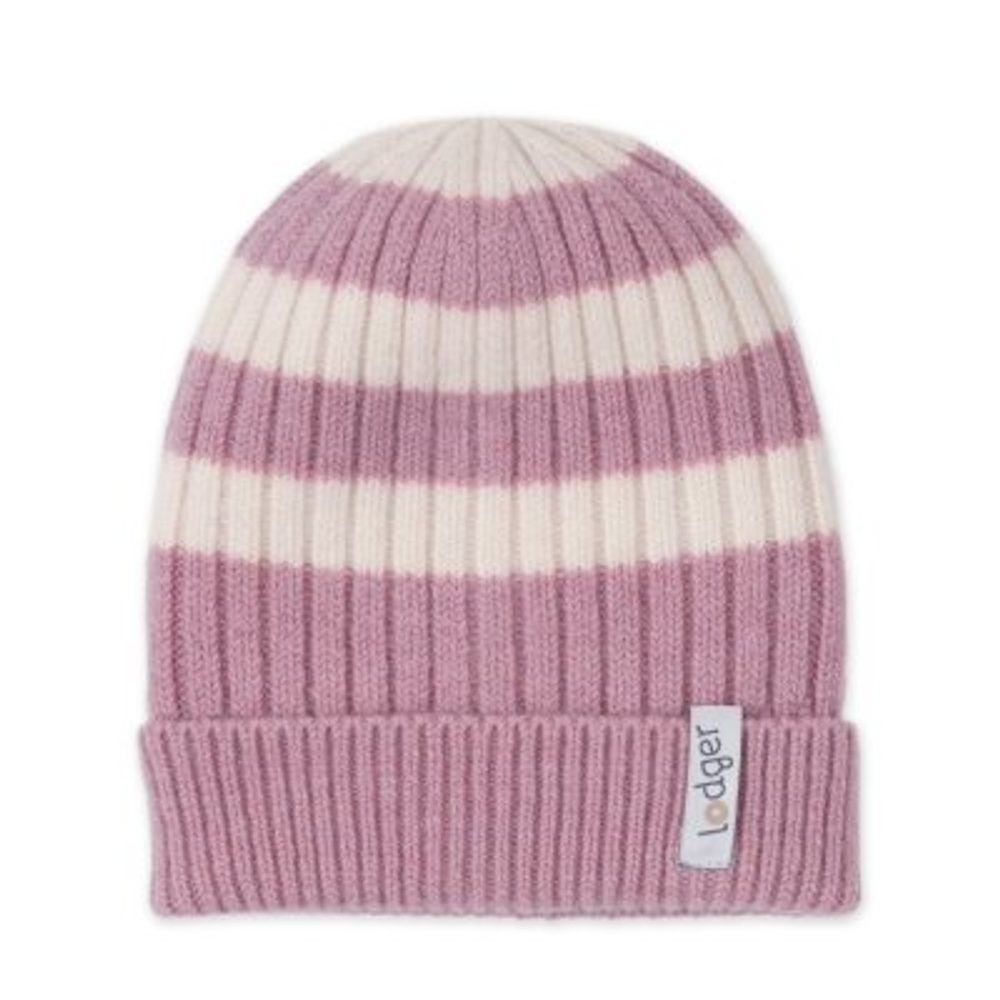 Lodger merino čepice Stripe mauve 0–3 měsíce