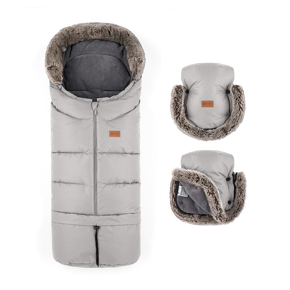 PETITE&MARS Set zimní fusak Arctic 4v1 + rukavice na kočárek Furry Elegant Caramel - PETITE&MARS Set zimní fusak Arctic 4v1 + rukavice na kočárek Furry Champagne Shower
