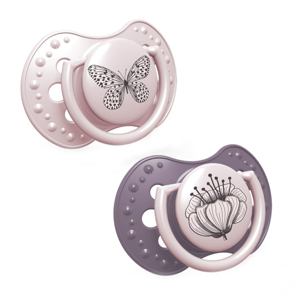 LOVI Dudlík silikonový dynamický BOTANIC 2ks - Girl 6-18m