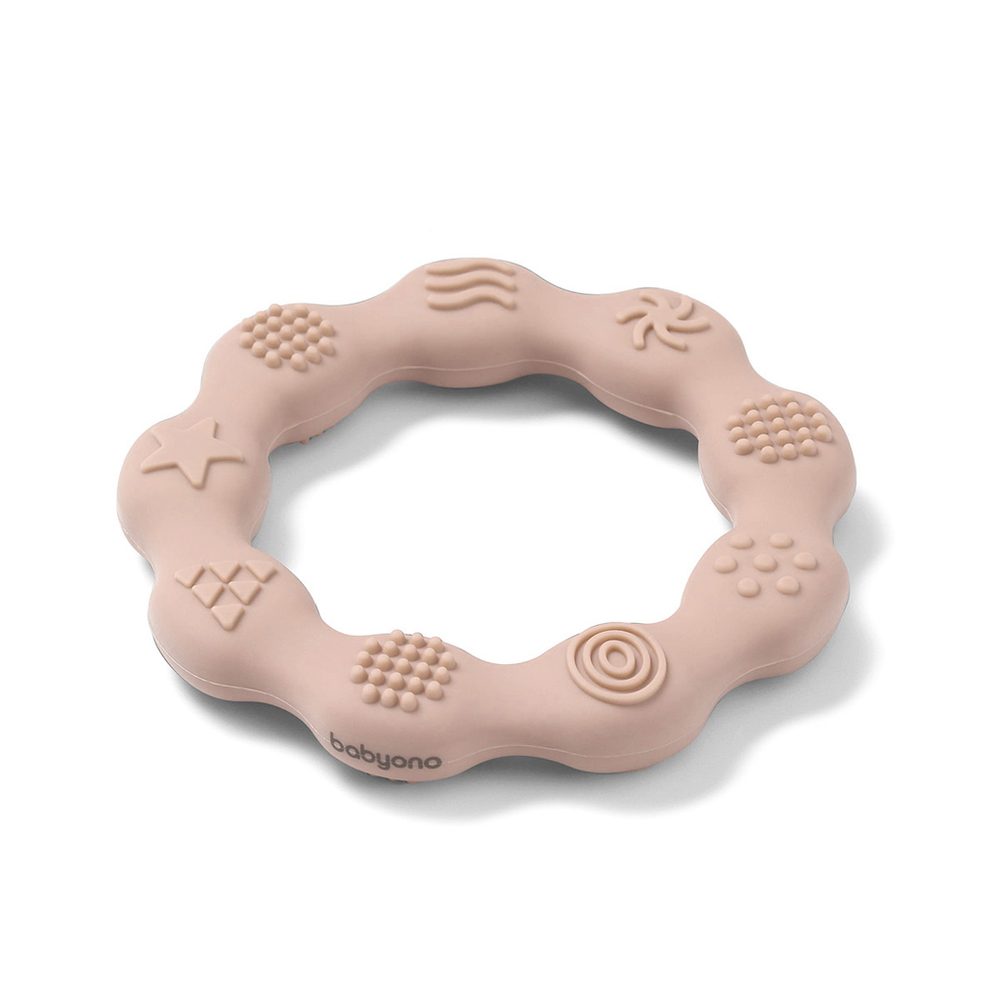 BABYONO Kousátko silikonové Kroužek modré - BABYONO Kousátko silikonové Kroužek Beige