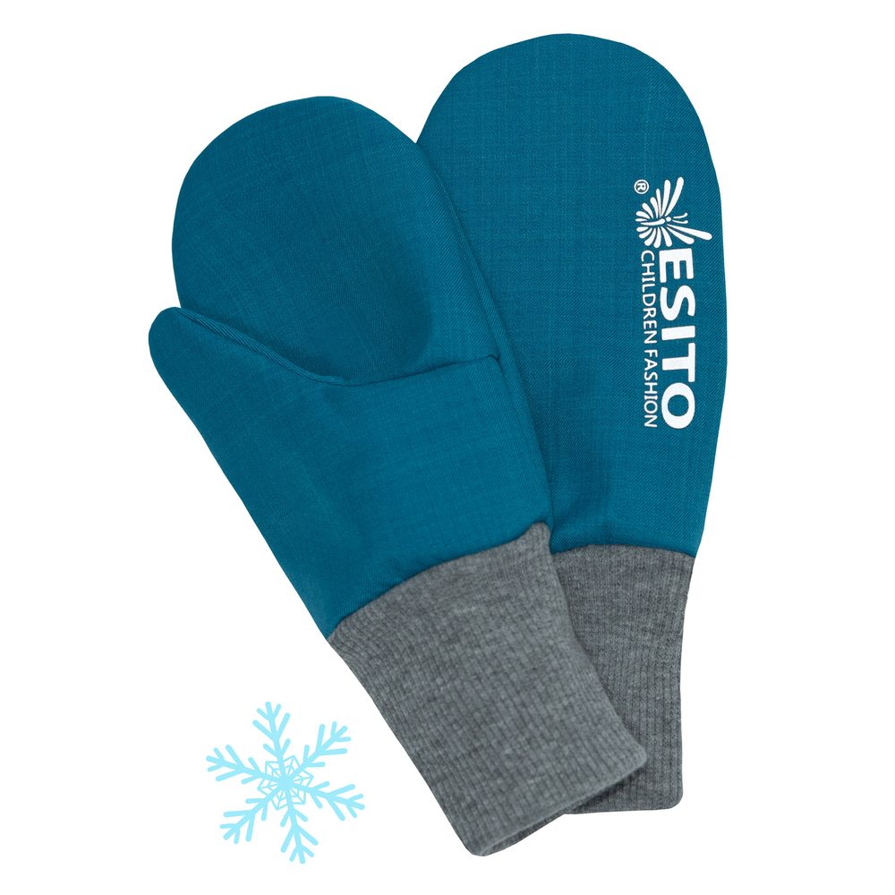 ESITO Zimní palcové rukavice softshell s beránkem Petrol - 1 - 2 roky
