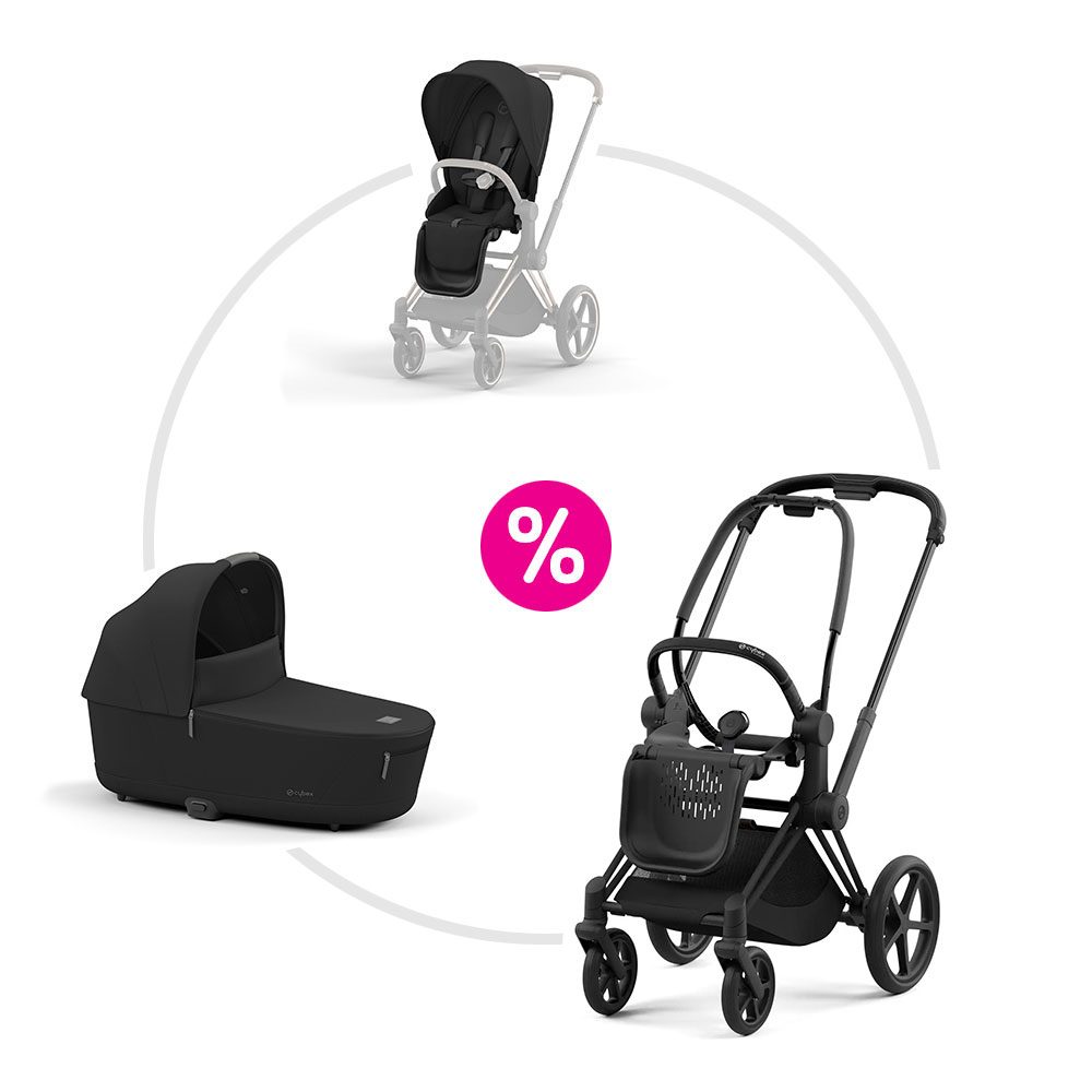 Cybex Priam 4.0 set podvozek Matt Black + sportovní sezení + korba 2025 - Sepia Black
