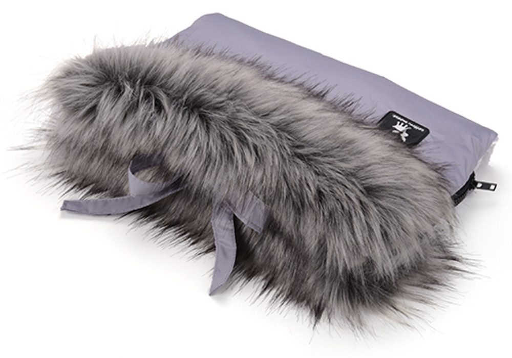 Cottonmoose Rukávník na kočárek s kožichem - Gray