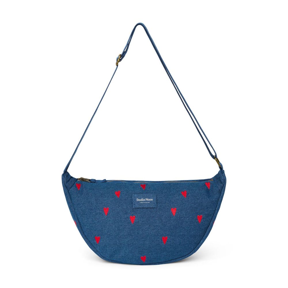 Studio Noos Denim Adult FANNY kabelka | Dark Blue Red Hearts