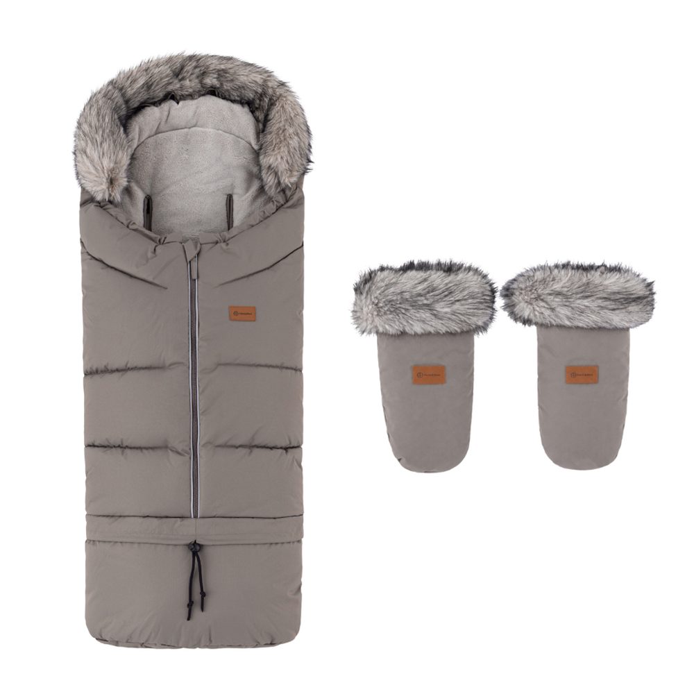 PETITE&MARS Set zimní fusak Arctic 4v1 + rukavice na kočárek Fjora - Mocha Mousse