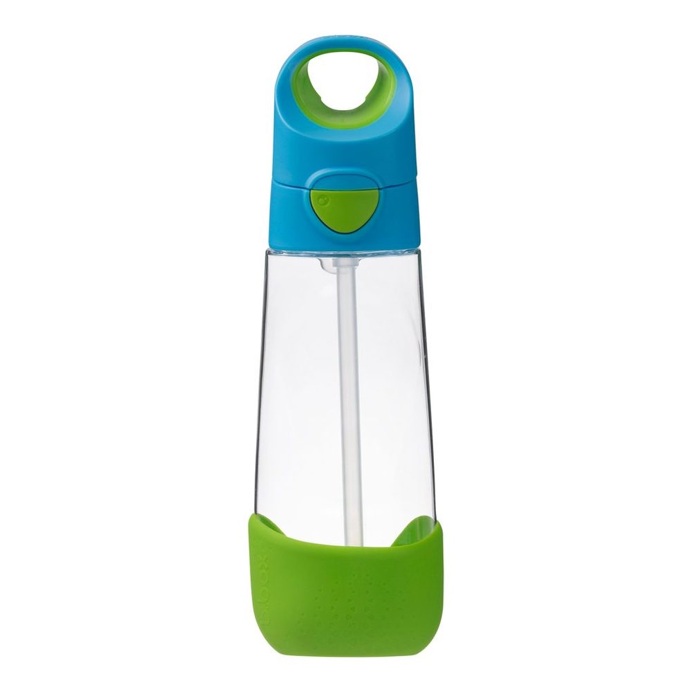 b.box Lahev na pití s brčkem 600ml - modrá/zelená