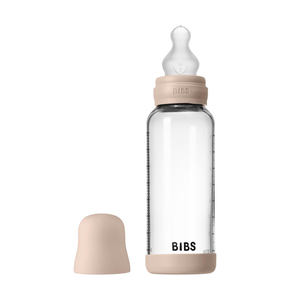 BIBS antikoliková sklenená fľaša so silikónovým cumlíkom 240ml