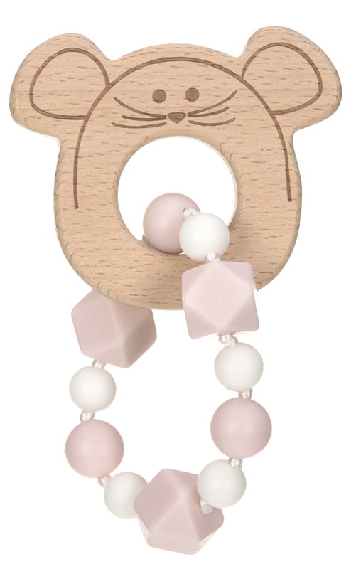 Lässig Teether Bracelet Wood/Silicone - Little Chums mouse