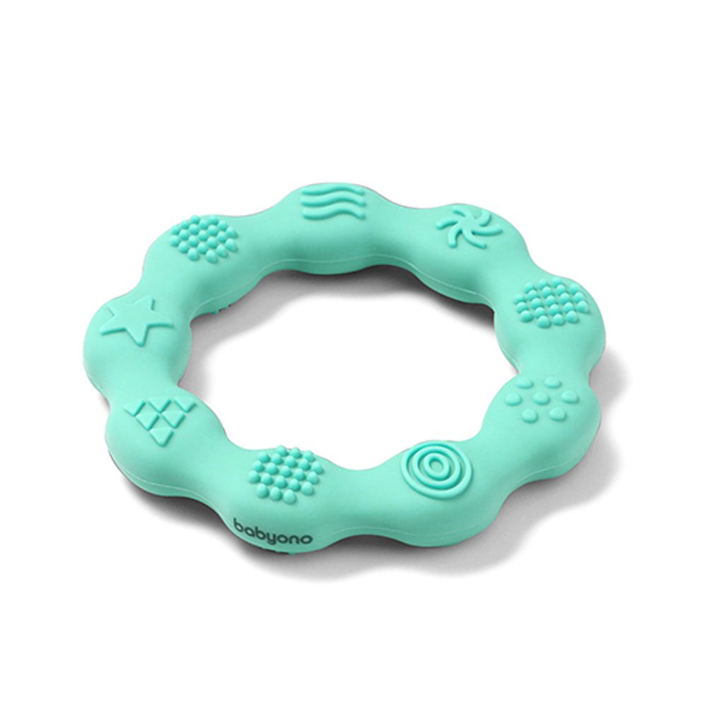 BabyOno Be Active Silicone Teether Ring kousátko Blue 1 ks
