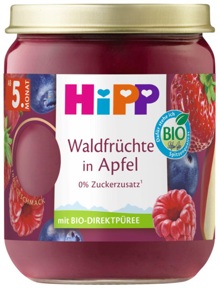 Hipp BIO Jablko, jahody, borůvky, maliny 160 g