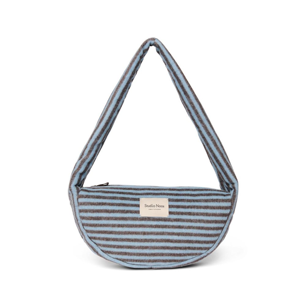 Studio Noos VLNĚNÁ Mini Cross Body Bag Stripy Wool Light blue Brown