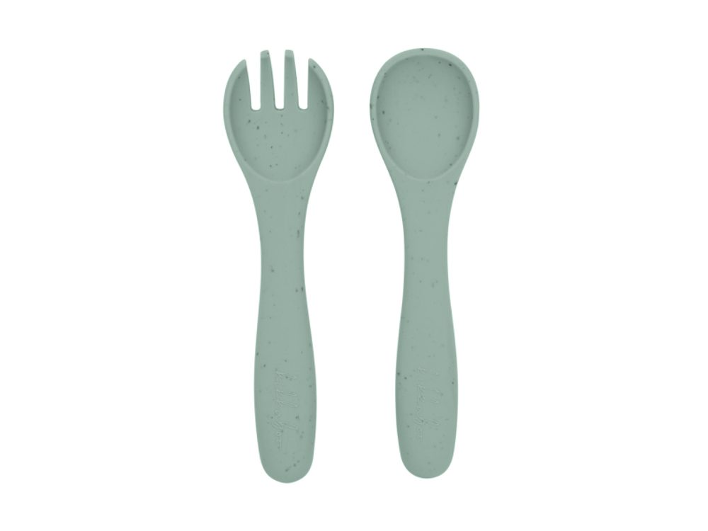 KikkaBoo Příbor 2-dílný Platinum Silicone Sage