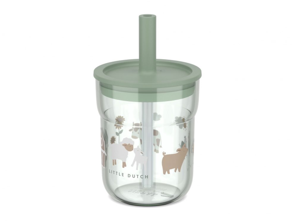 Little Dutch Kelímek s brčkem 250 ml Farma