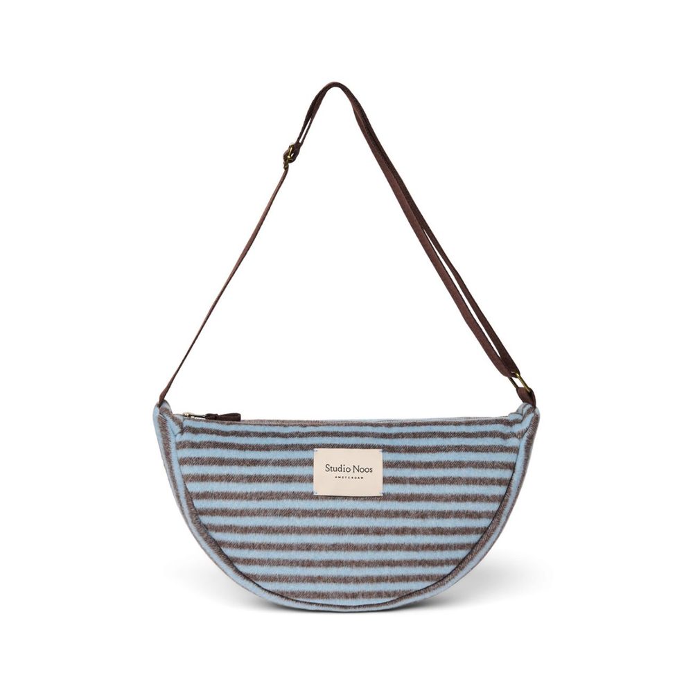 Studio Noos VLNĚNÁ FANNY PACK adult - kabelka Stripy Wool Light Blue Brown