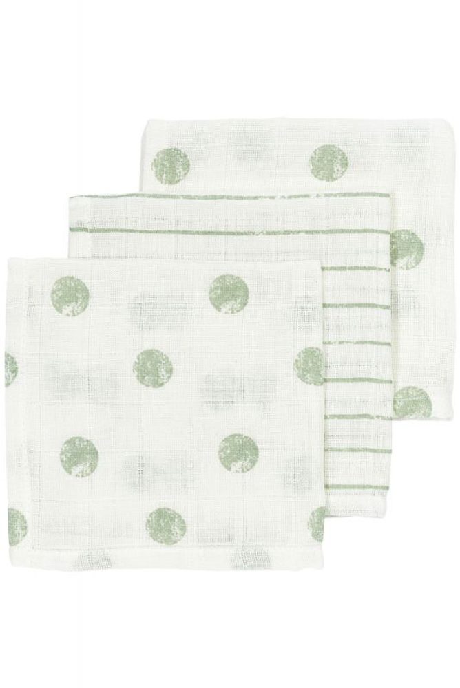 Meyco Mušelínová plena-žínka 3-balení - Dot stripe soft green