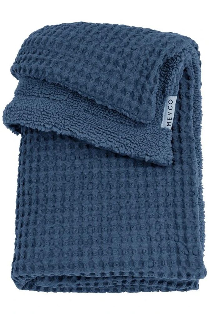 Meyco Deka do postýlky Waffle Teddy fleece - Indigo