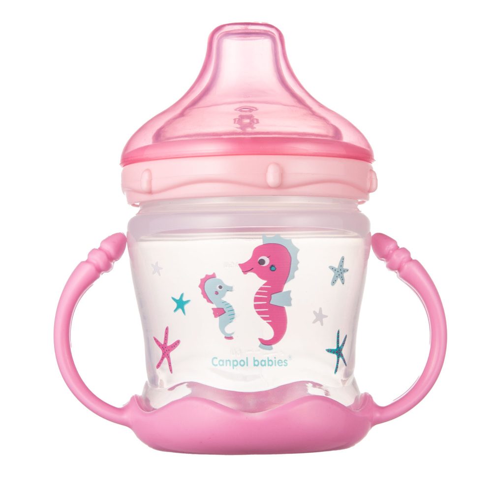 Canpol babies Nevylévací hrníček se silikonovám pítkem a úchyty Sweet Fun