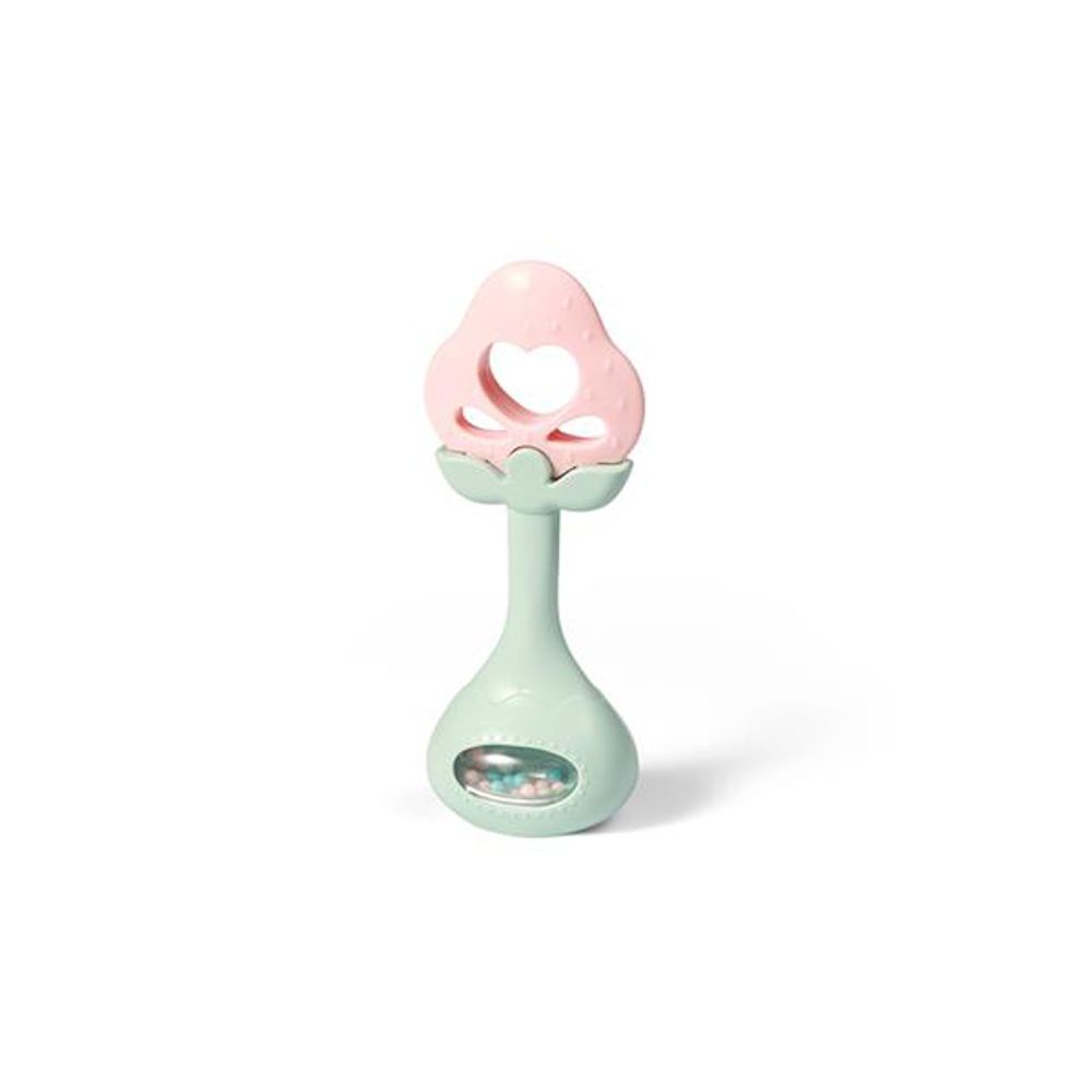 BABYONO Chrastítko s kousátkem Strawberry 3m+