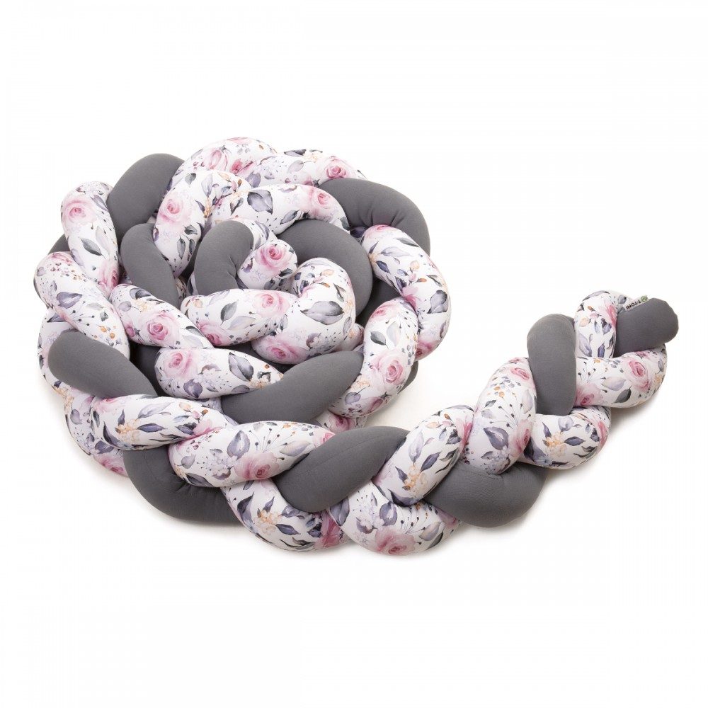 T-Tomi Pletený mantinel 360 cm - anthracite + roses