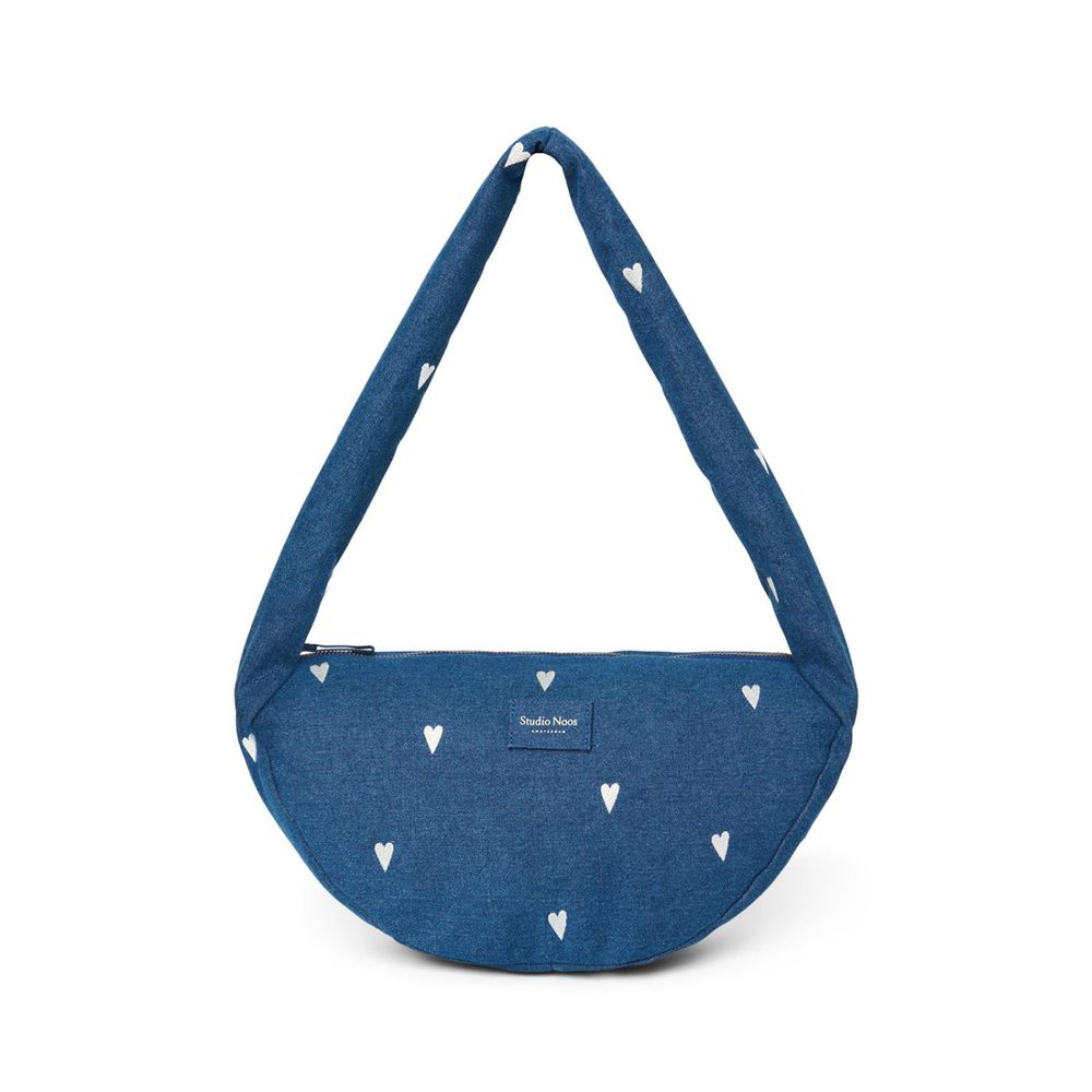 Studio Noos Denim Mini Cross Body bag | Hearts Dark Blue White Hearts