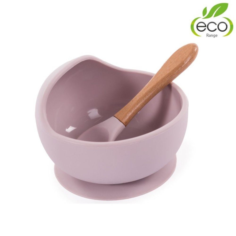 Bo Jungle silikonová miska s přísavkou a lžičkou - Pastel Pink