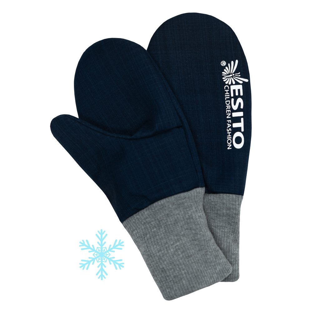 ESITO Zimní palcové rukavice softshell s beránkem Navy Blue - 3 - 5 let