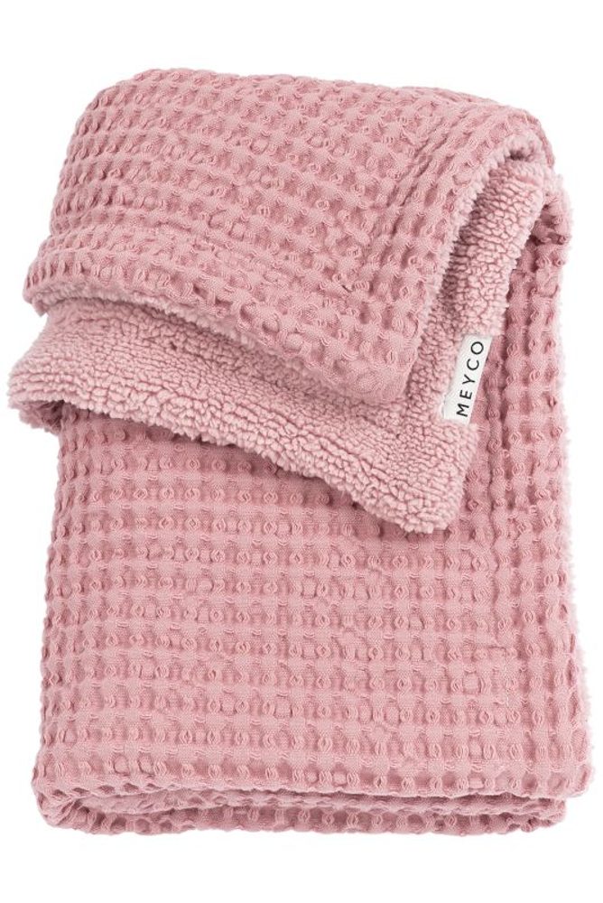 Meyco Deka do postýlky Waffle Teddy fleece - Old pink
