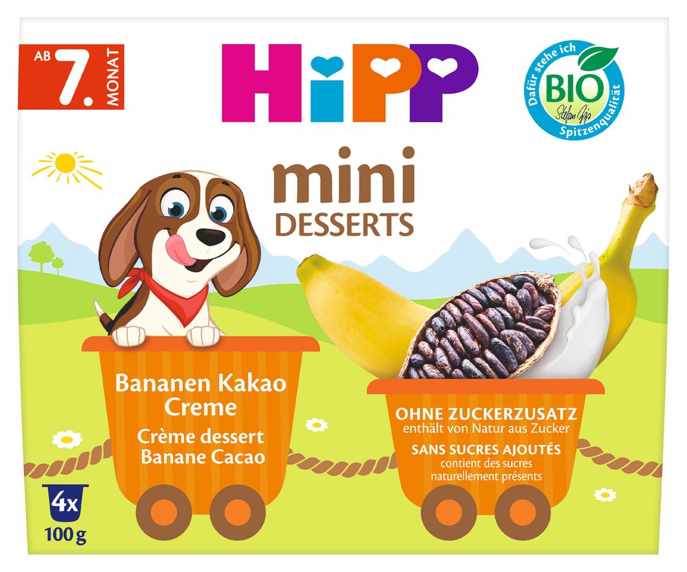 HiPP BIO Mléčný dezert banán kakao 4x100g