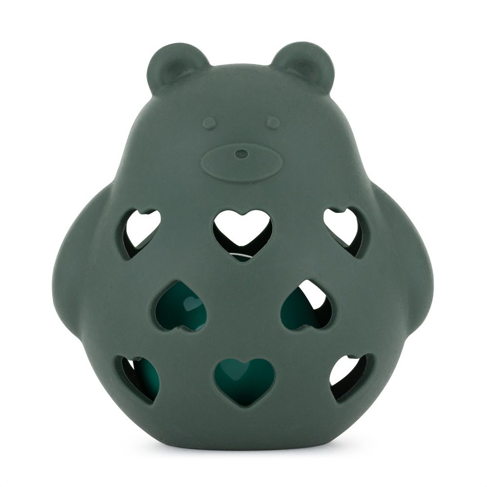 PETITE&MARS Hračka silikonová s chrastítkem Bear Basil Desert Sand 0m+ - PETITE&MARS Hračka silikonová s chrastítkem Bear Basil Misty Green 0m+