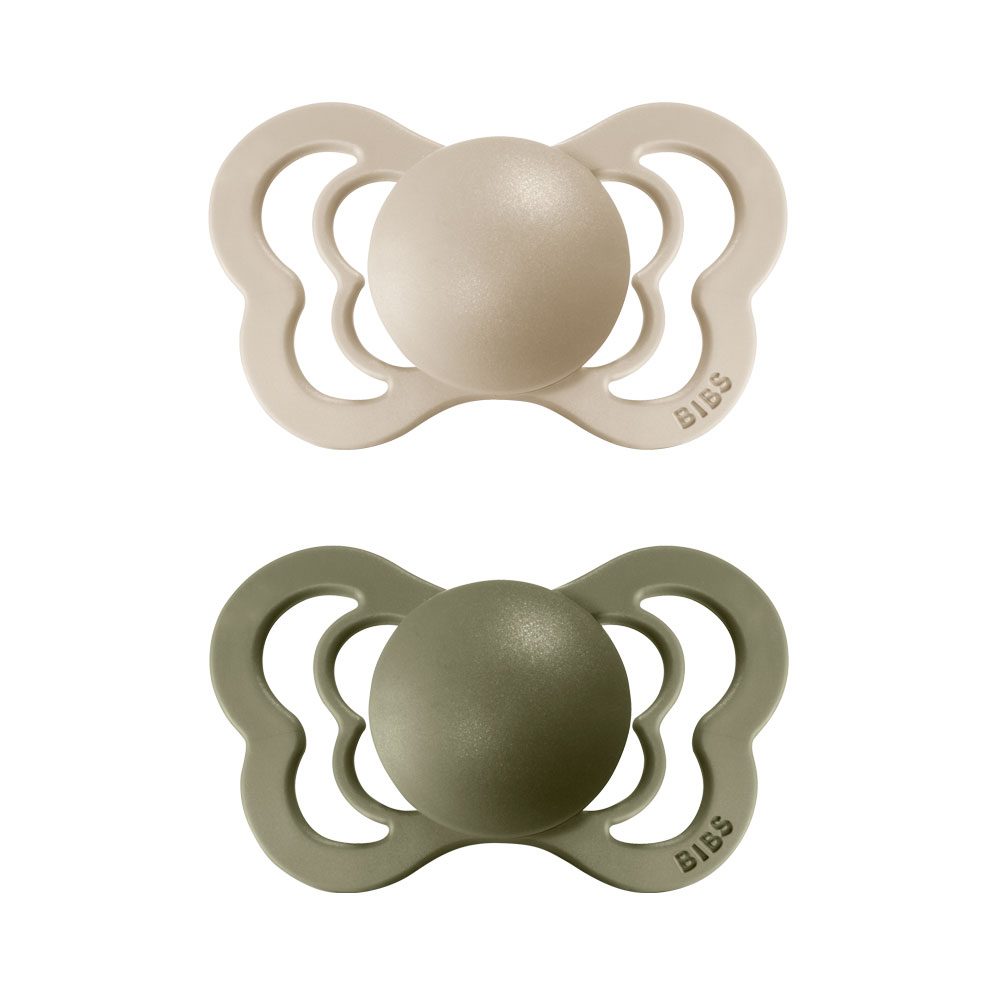 BIBS Couture ortodontický dudlík z přírodního kaučuku 2ks vel.1 - Vanilla / Olive
