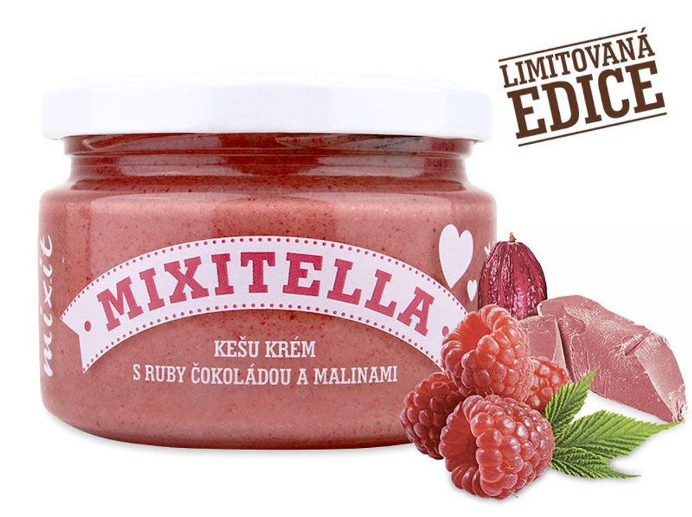 Mixitella Kešu krém s Ruby čokoládou a malinami