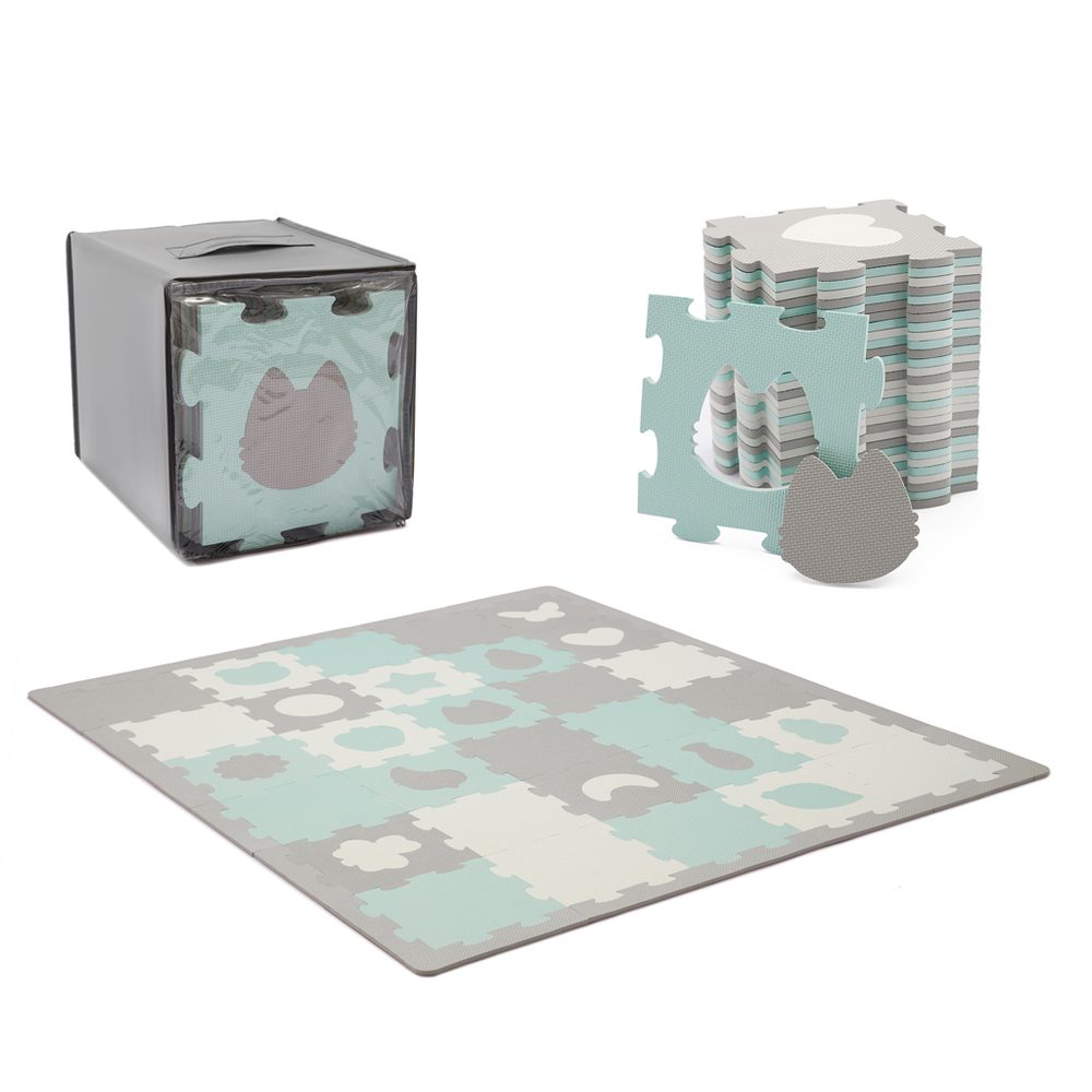 Kinderkraft Podložka pěnová puzzle Luno Shapes 30ks Premium - Mint
