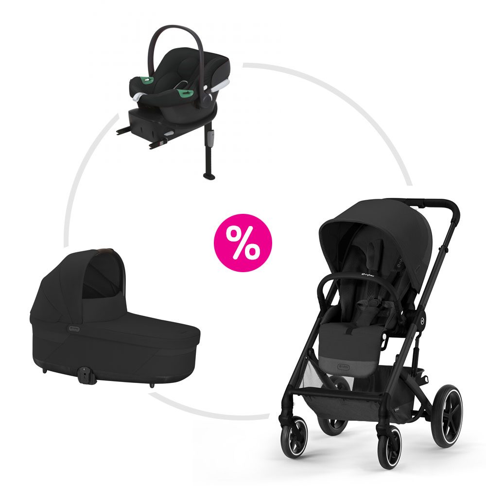 Cybex set Balios S Lux + korba + autosedačka + základna 2025 - Moon Black