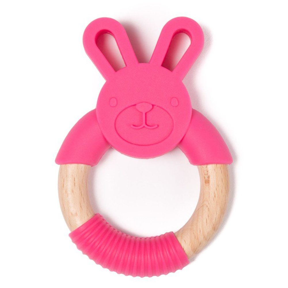 Bo Jungle kousátko B-TEETHER ANIMAL WOOD - Pink Rabbit